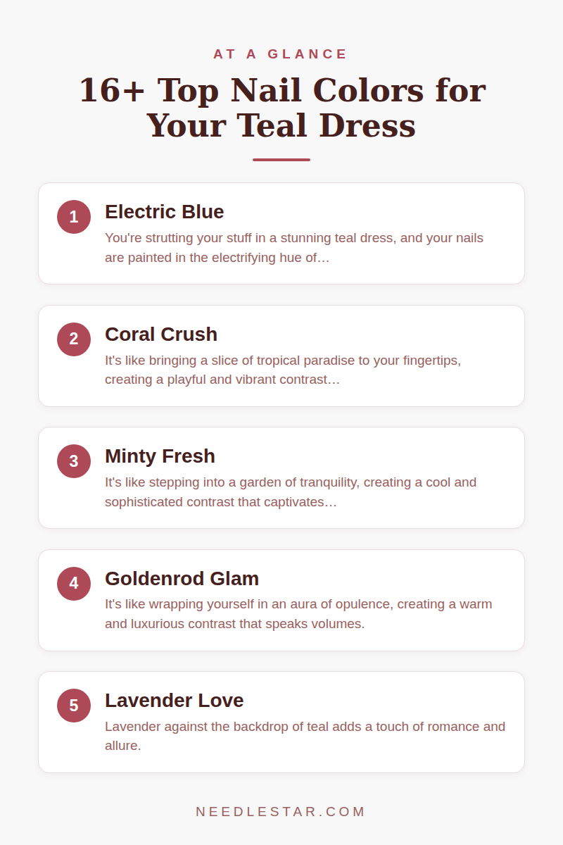 At a Glance: 16+ Top Nail Colors for Your Teal Dress