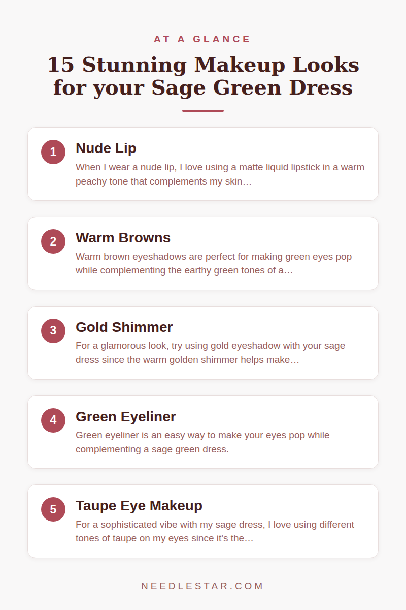 At a Glance: 15 Stunning Makeup Looks for your Sage Green Dress