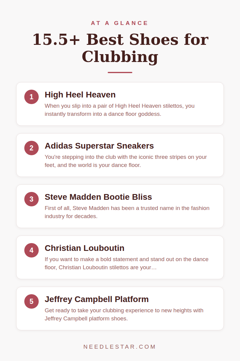 At a Glance: 15.5+ Best Shoes for Clubbing : Dance the Night Away!