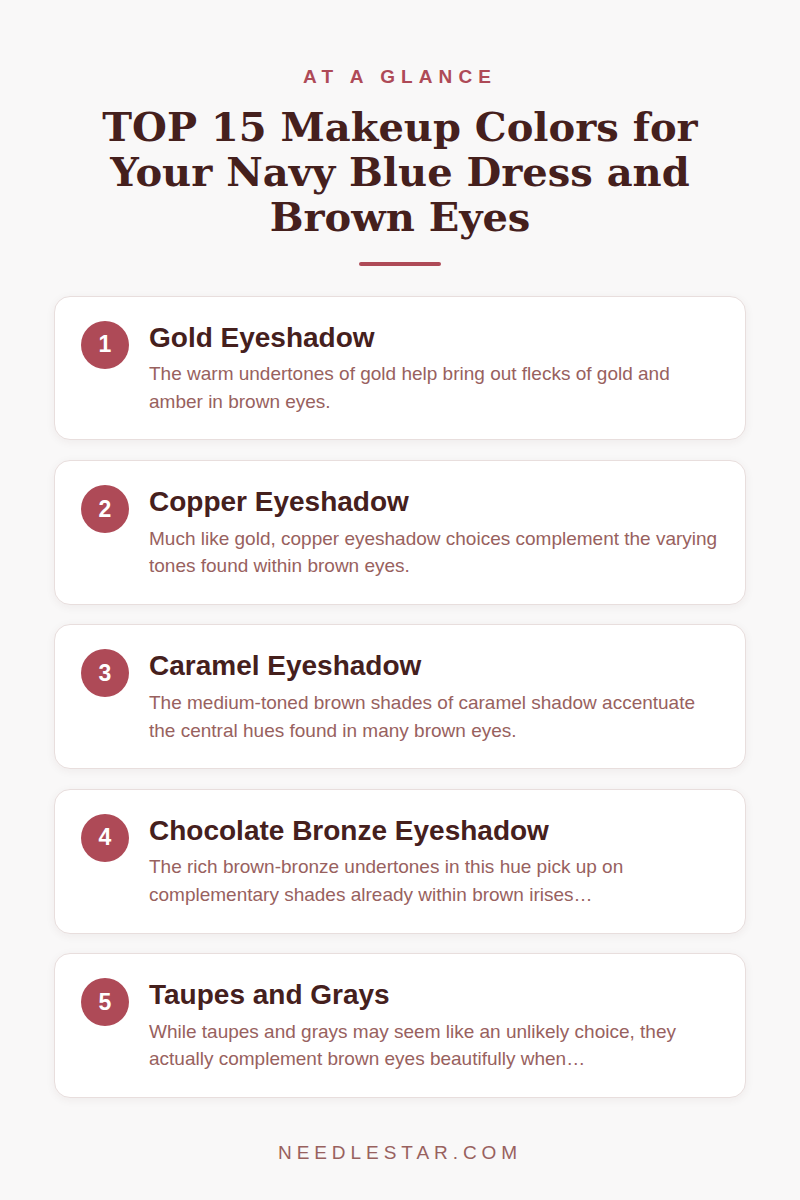 At a Glance: TOP 15 Makeup Colors for Your Navy Blue Dress and Brown Eyes
