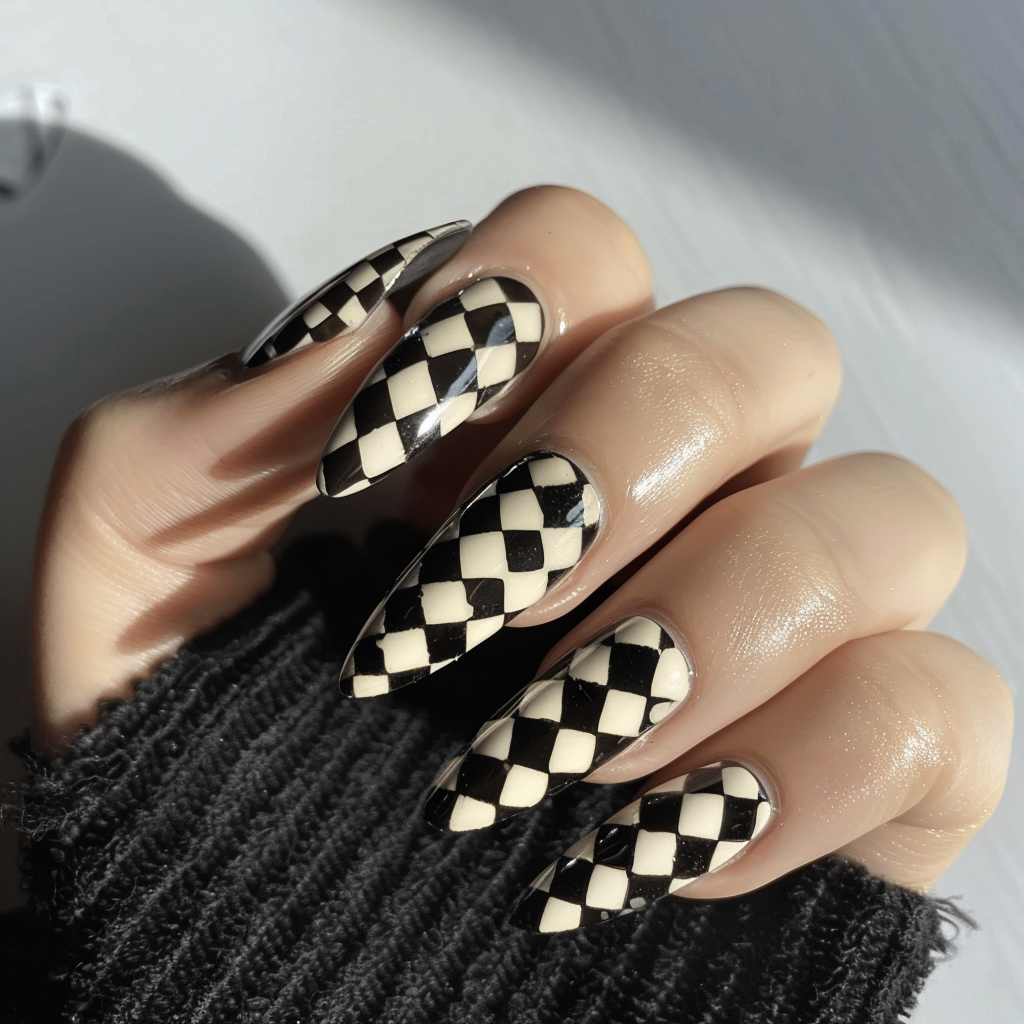 black-and-white-nails