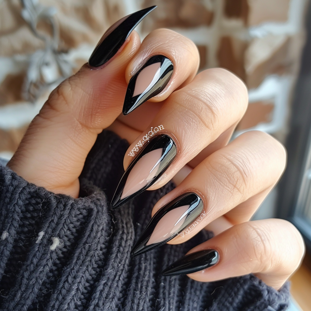 black-french-tip-nails