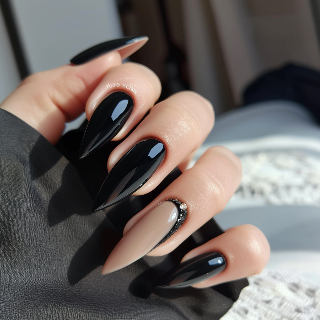 black-french-tip-nails