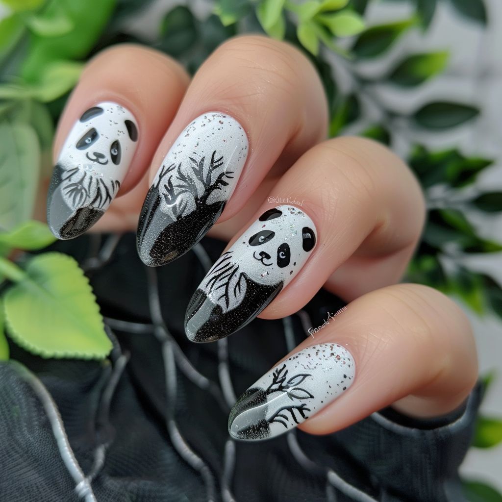 black-and-white-nails