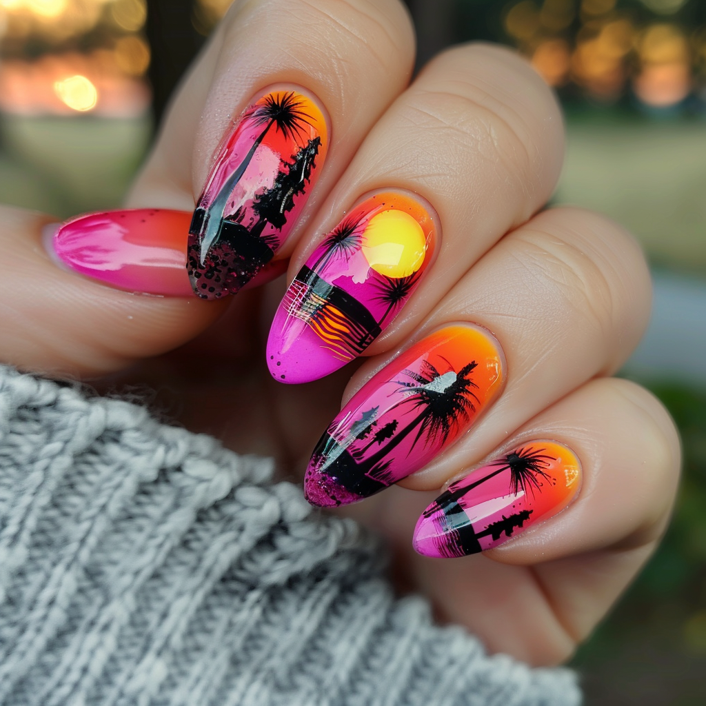 Pink Sunset Nails