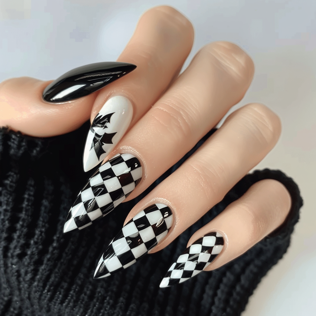 black-and-white-nails