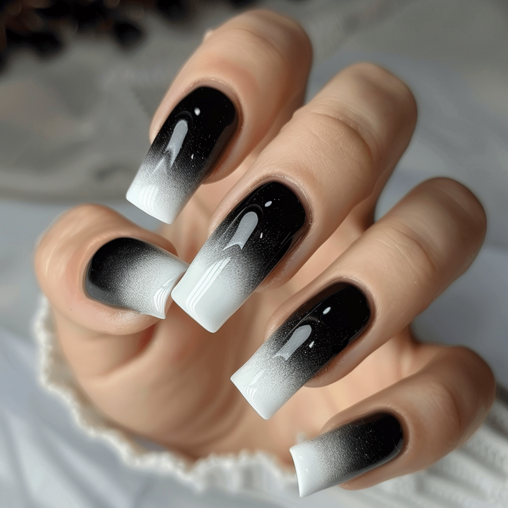 black-and-white-nails