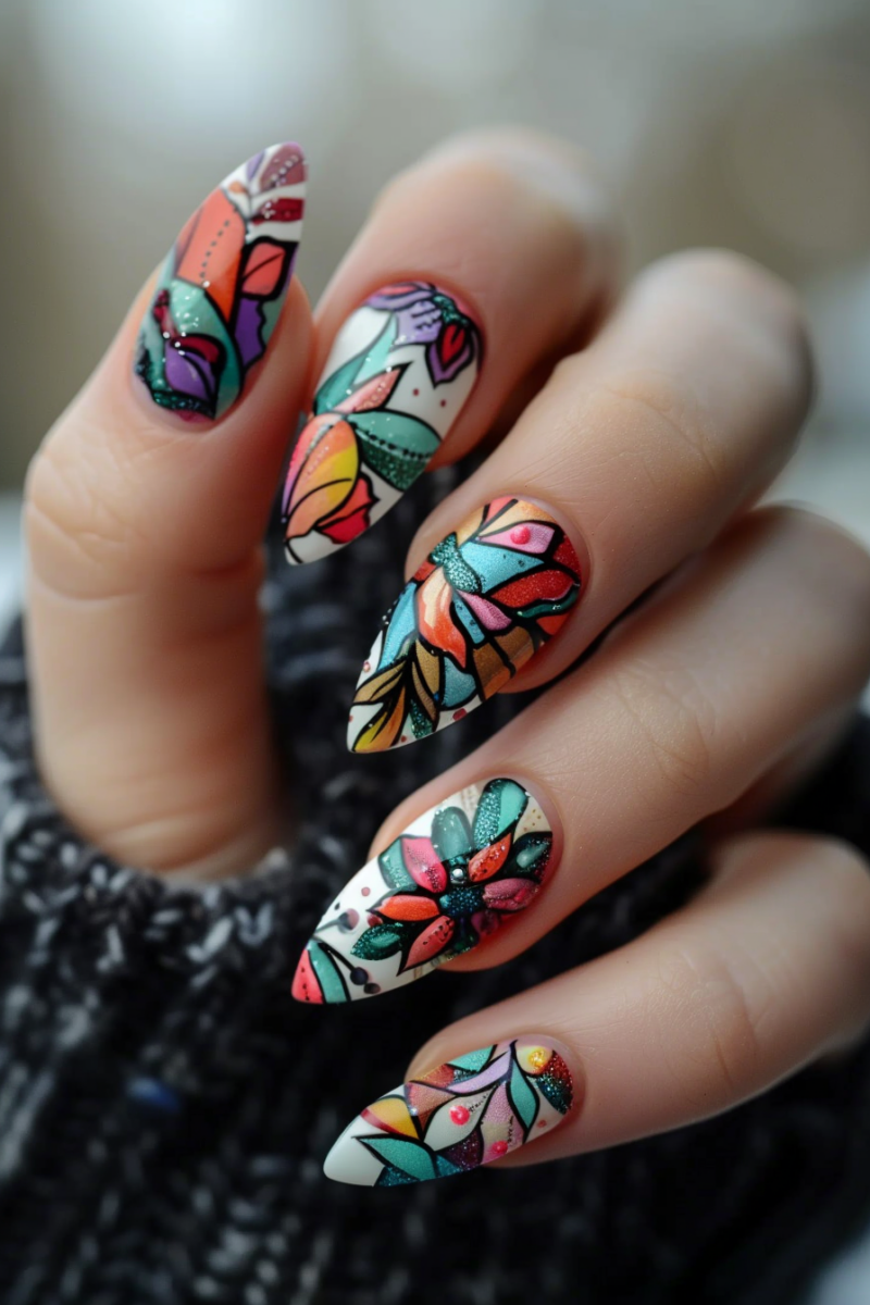 Spring Almond Nails