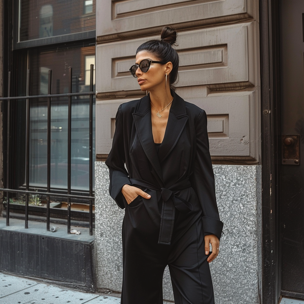 Oversized Black Blazer With a Pencil Skirt and Heels