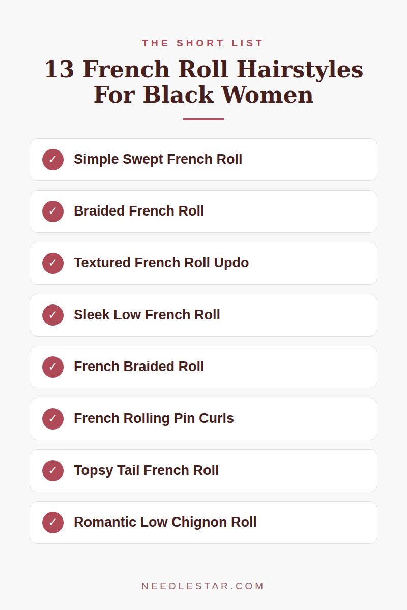 The Short List: 13 French Roll Hairstyles For Black Women