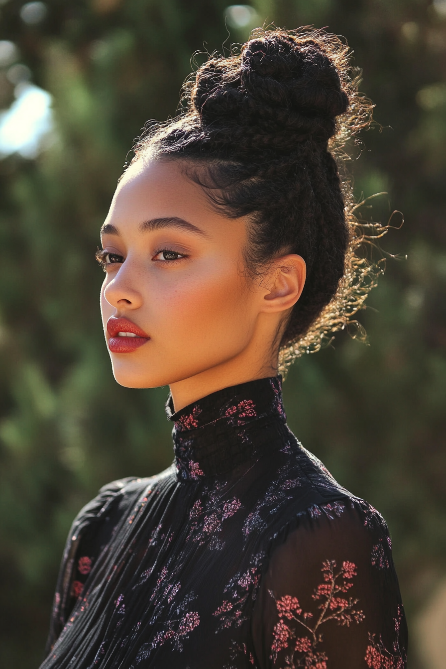 high-neck-dress-hairstyles