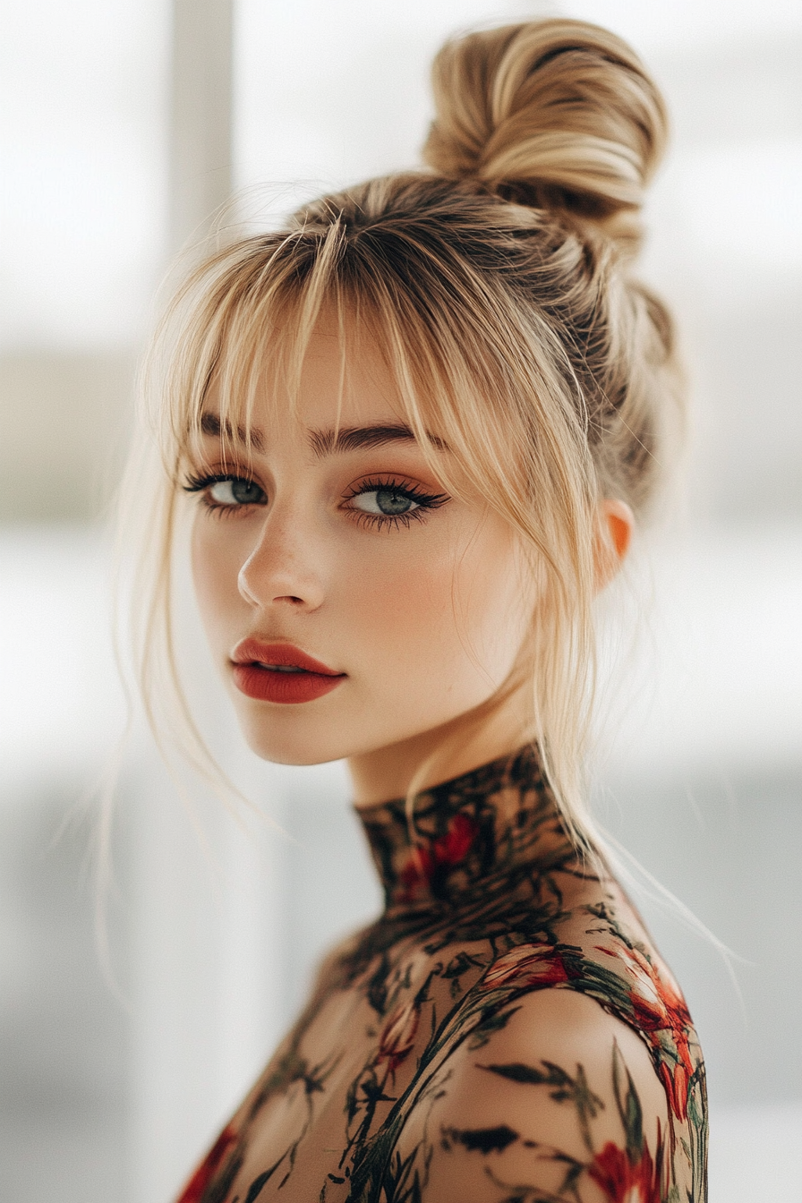 high-neck-dress-hairstyles