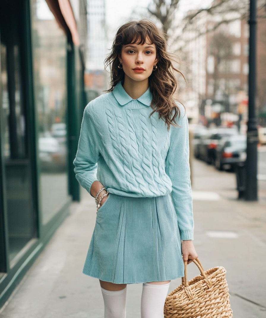 corduroy skirt outfit