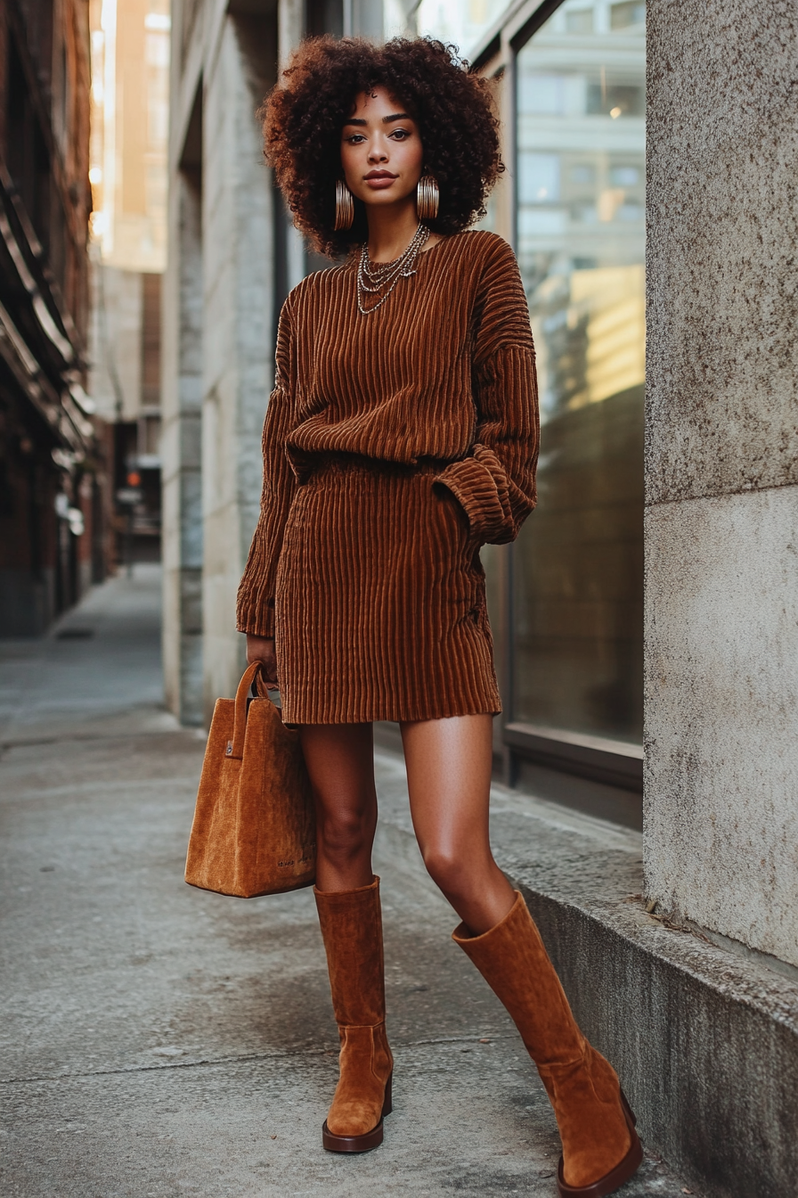 corduroy skirt outfit