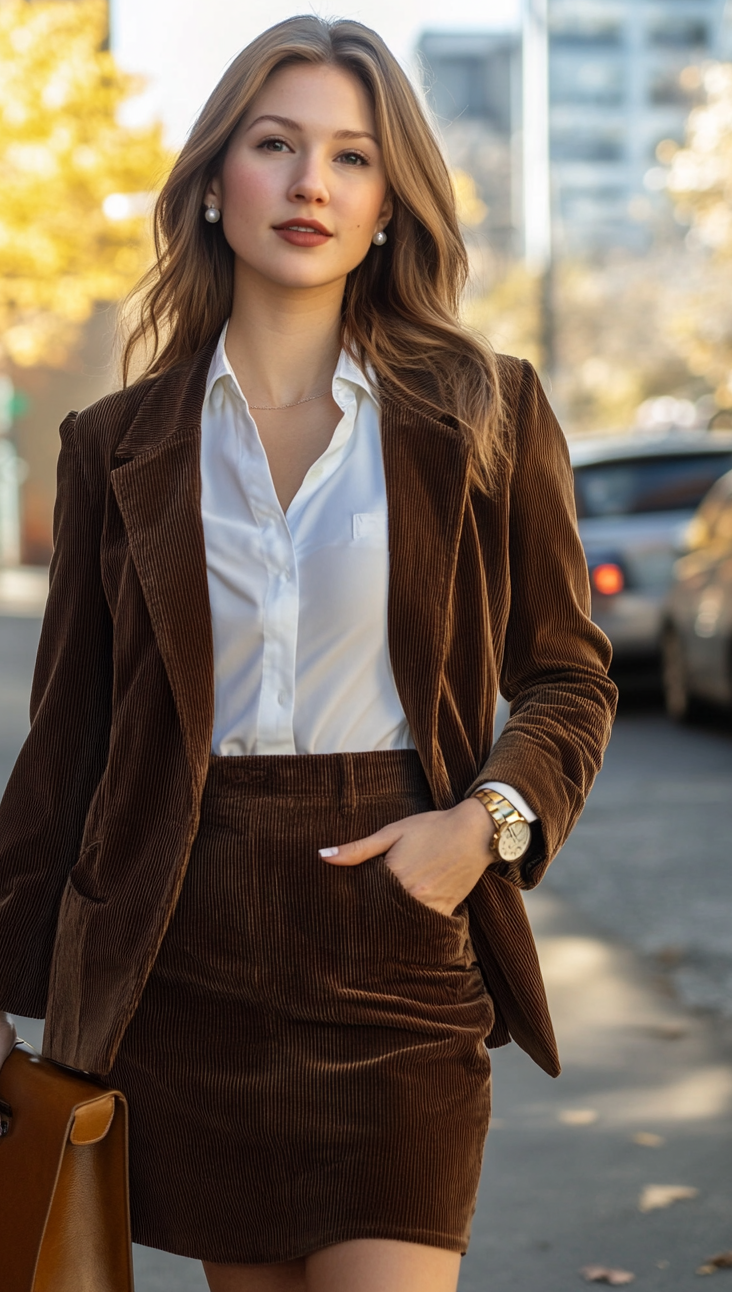 corduroy skirt outfit