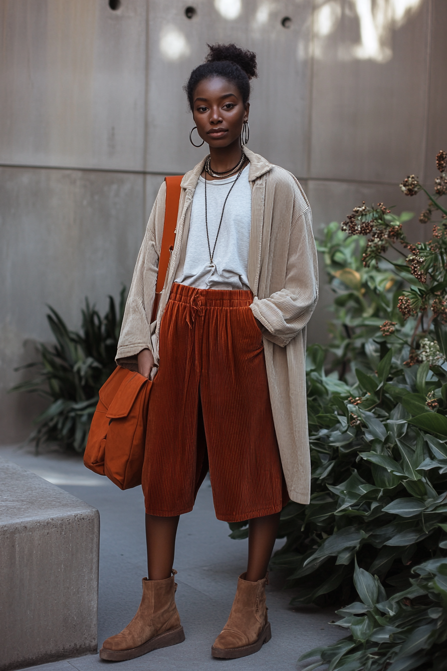 corduroy skirt outfit