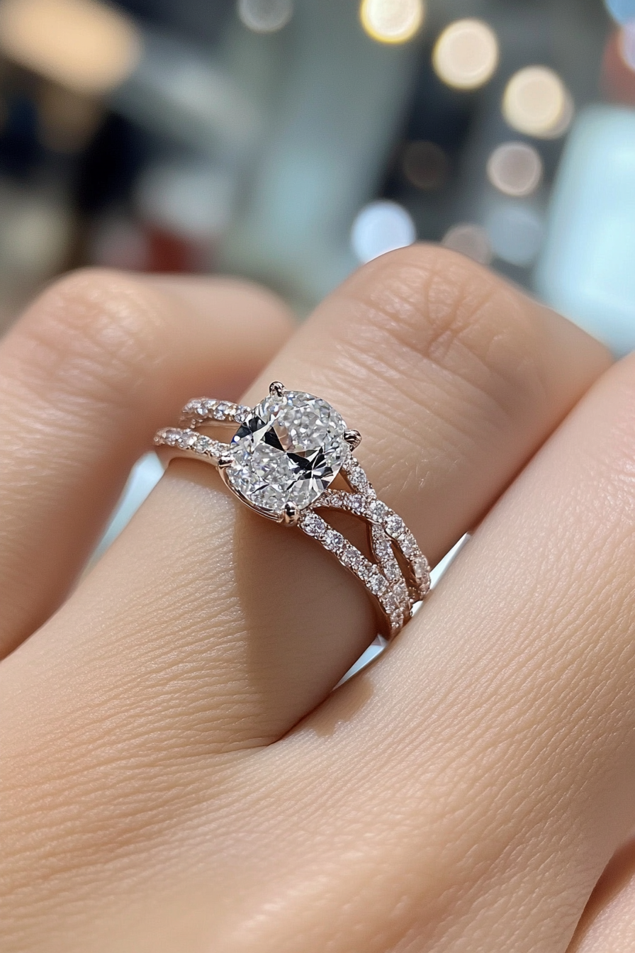 oval wedding ring set stack