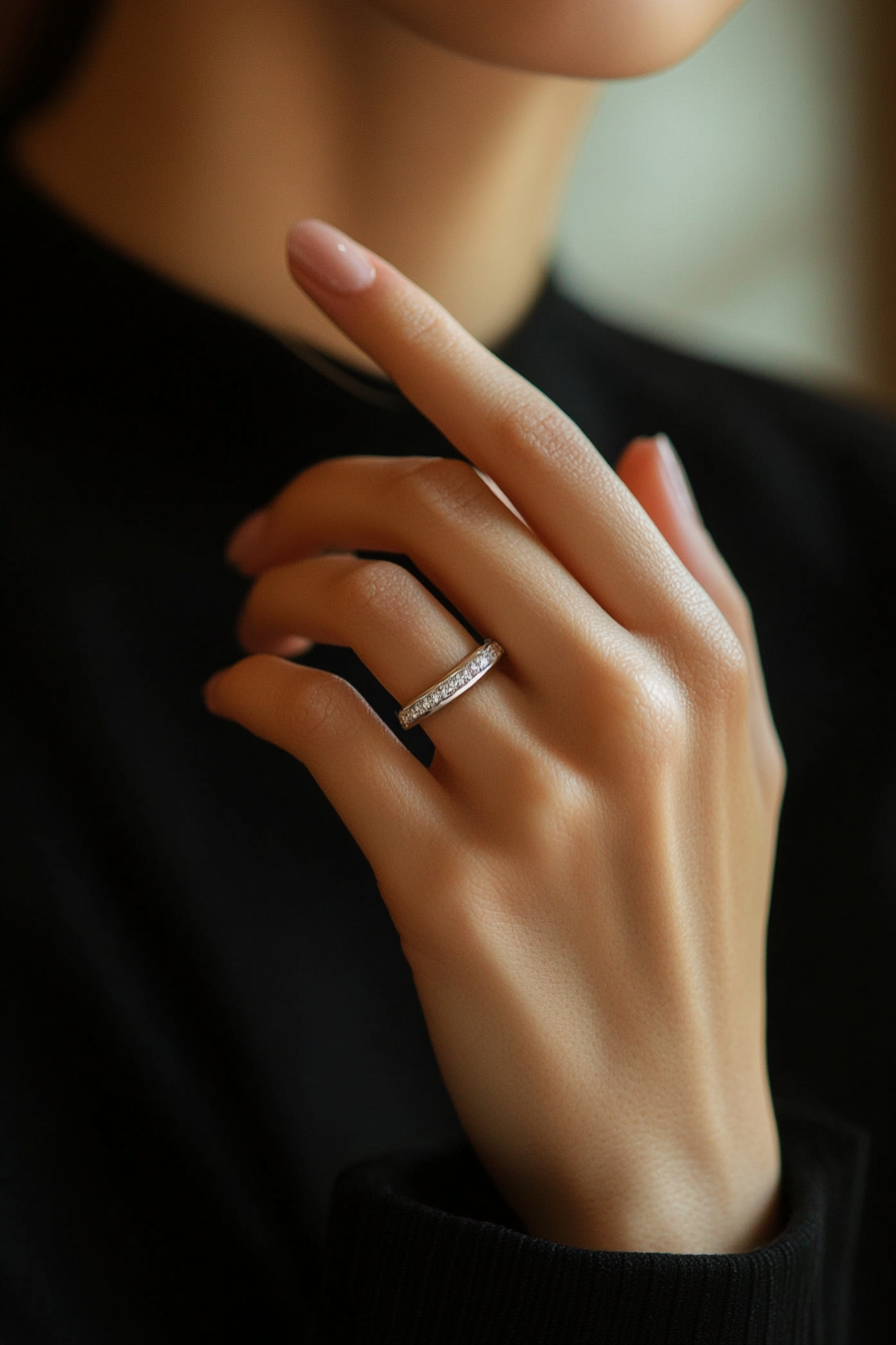 oval wedding ring set stack