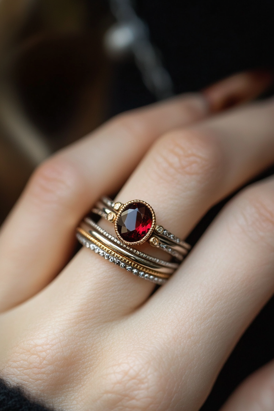 oval wedding ring set stack