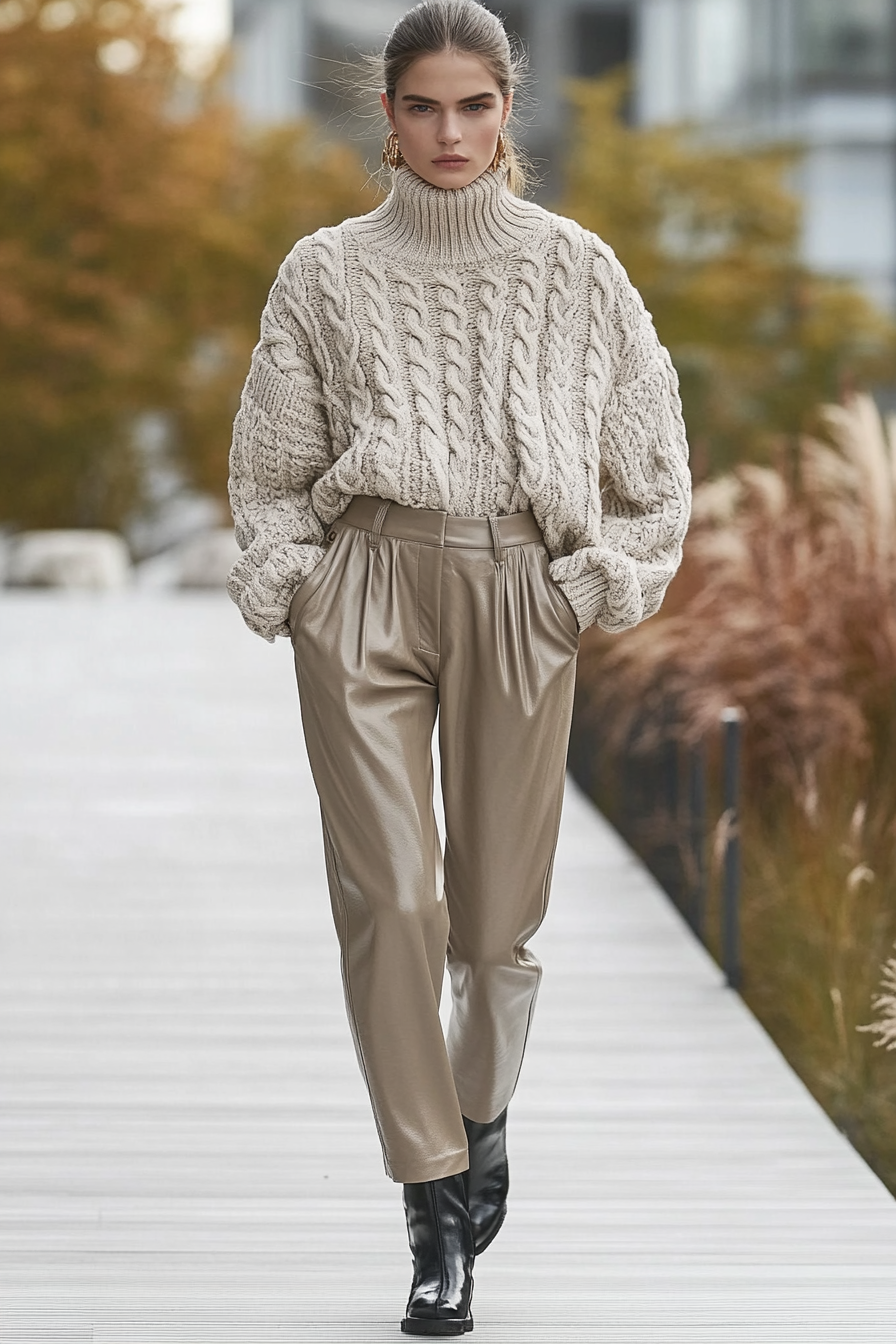 Leather pants outfit winter