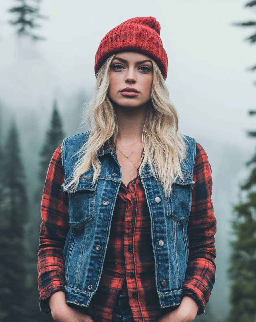 denim vest outfit