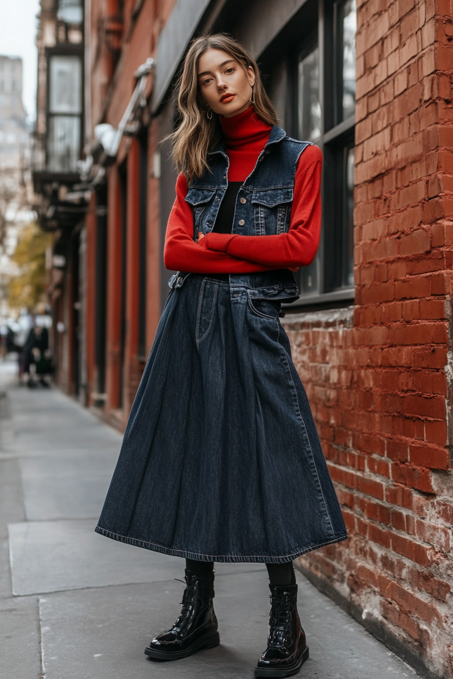 denim vest outfit