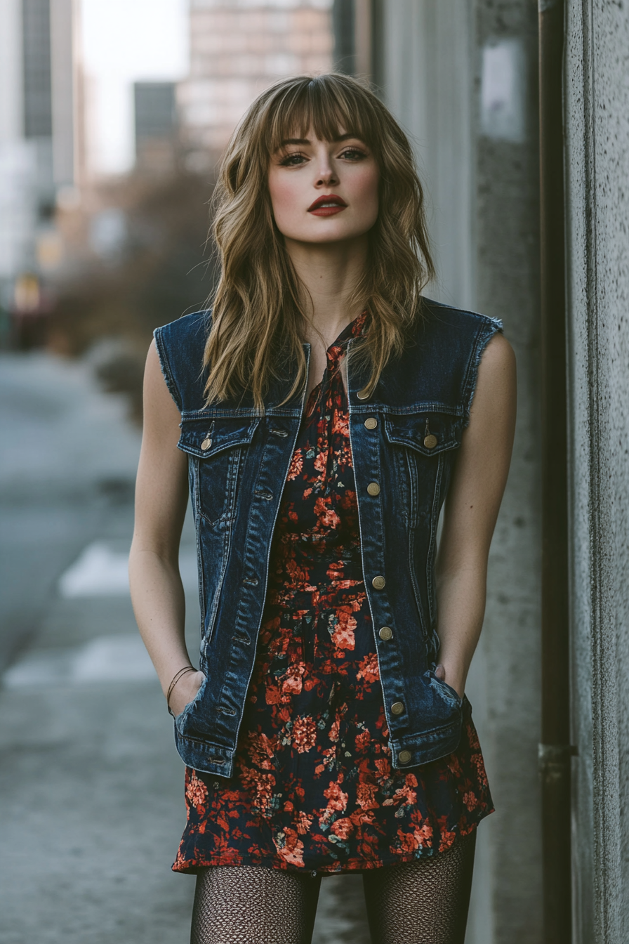 denim vest outfit
