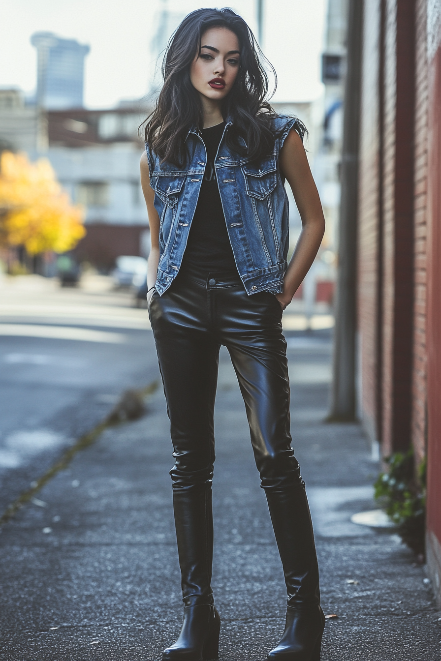 denim vest outfit