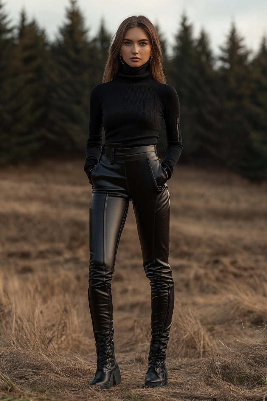 Leather pants outfit winter