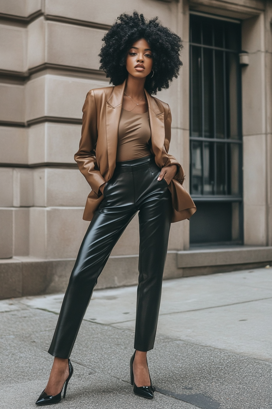 Leather pants outfit winter