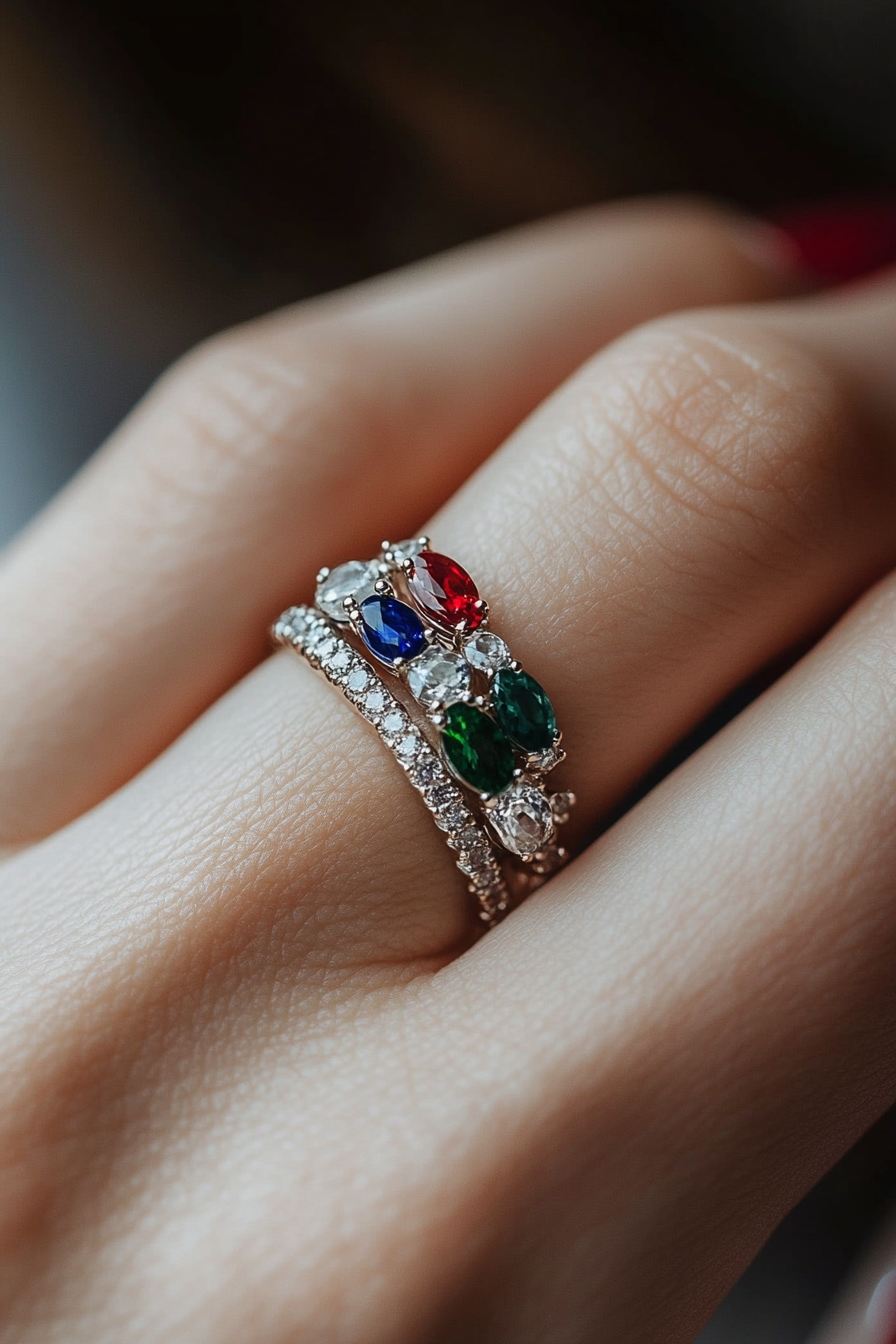 oval wedding ring set stack