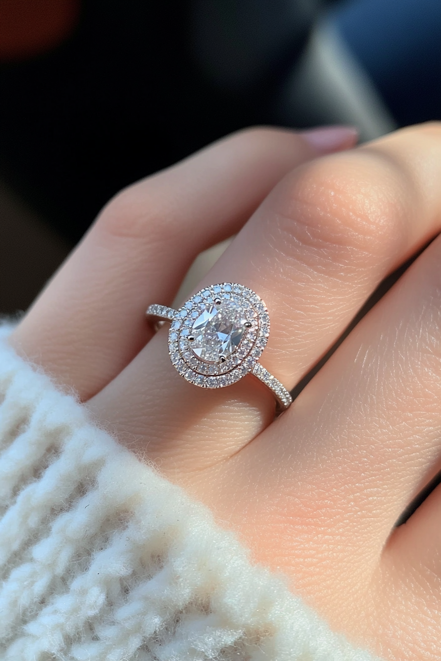 oval wedding ring set stack