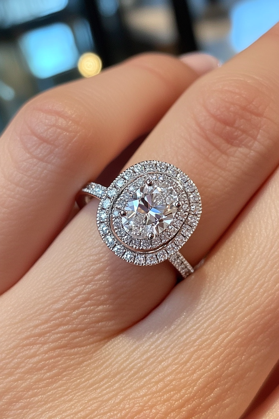 oval wedding ring set stack
