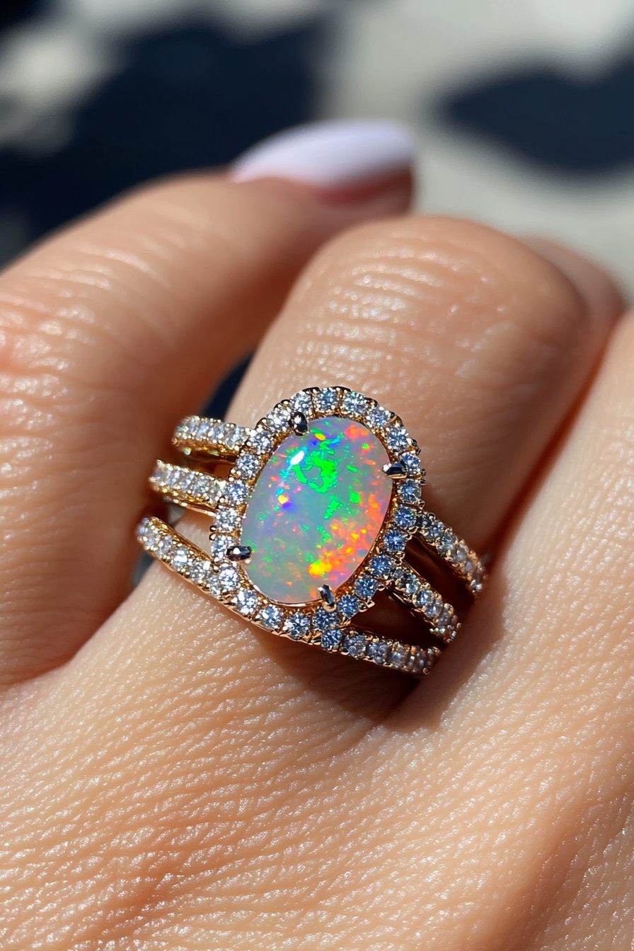 oval wedding ring set stack
