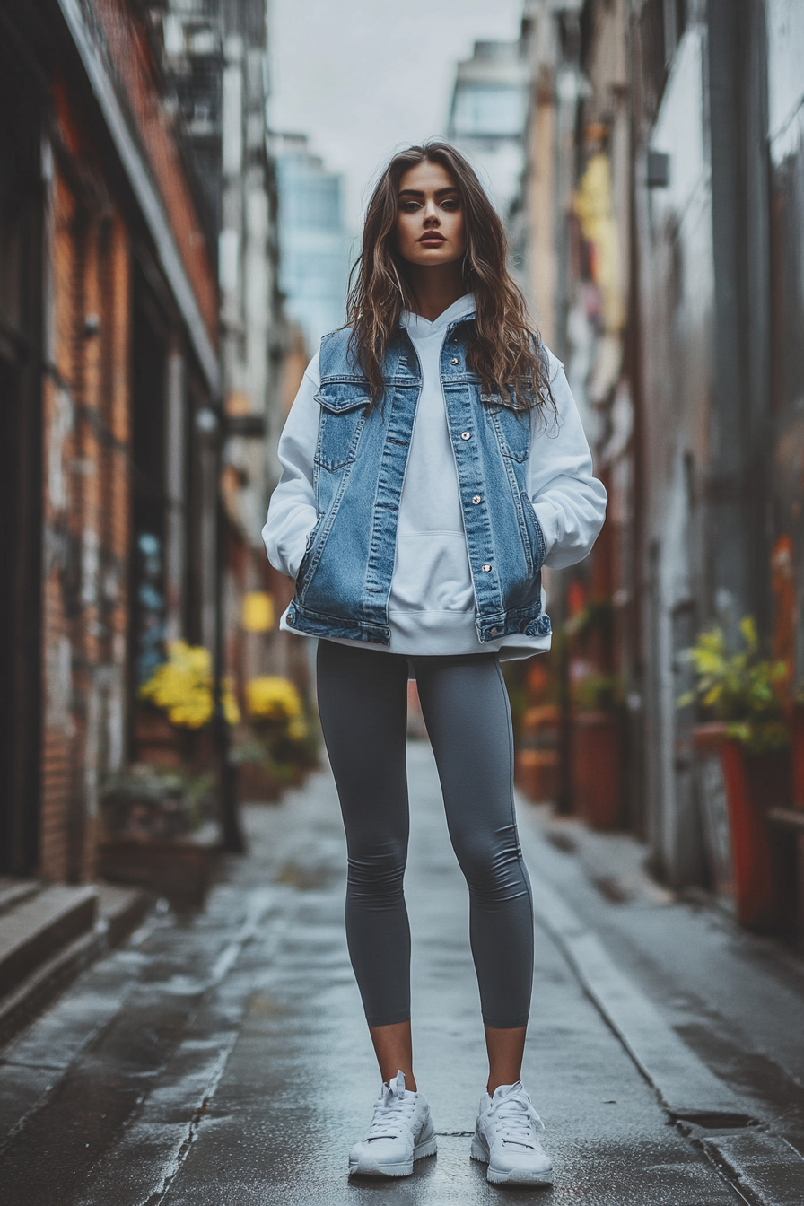 denim vest outfit