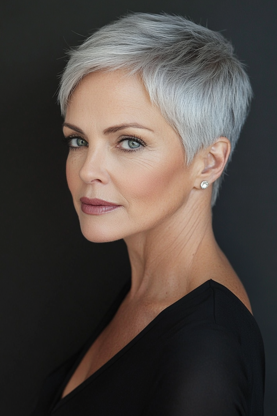 short-hairstyles-for-women-over-50-gray