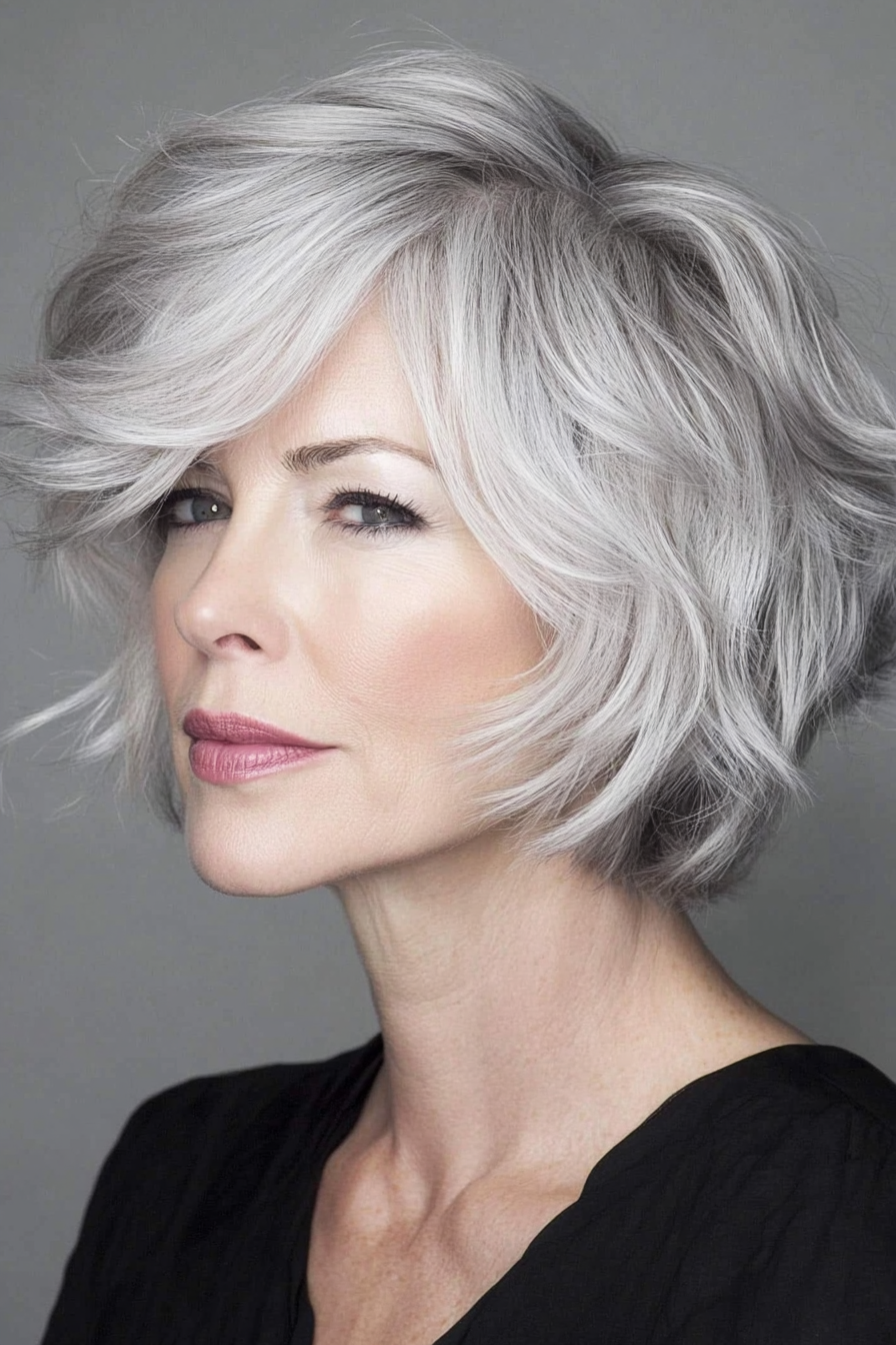 short-hairstyles-for-women-over-50-gray